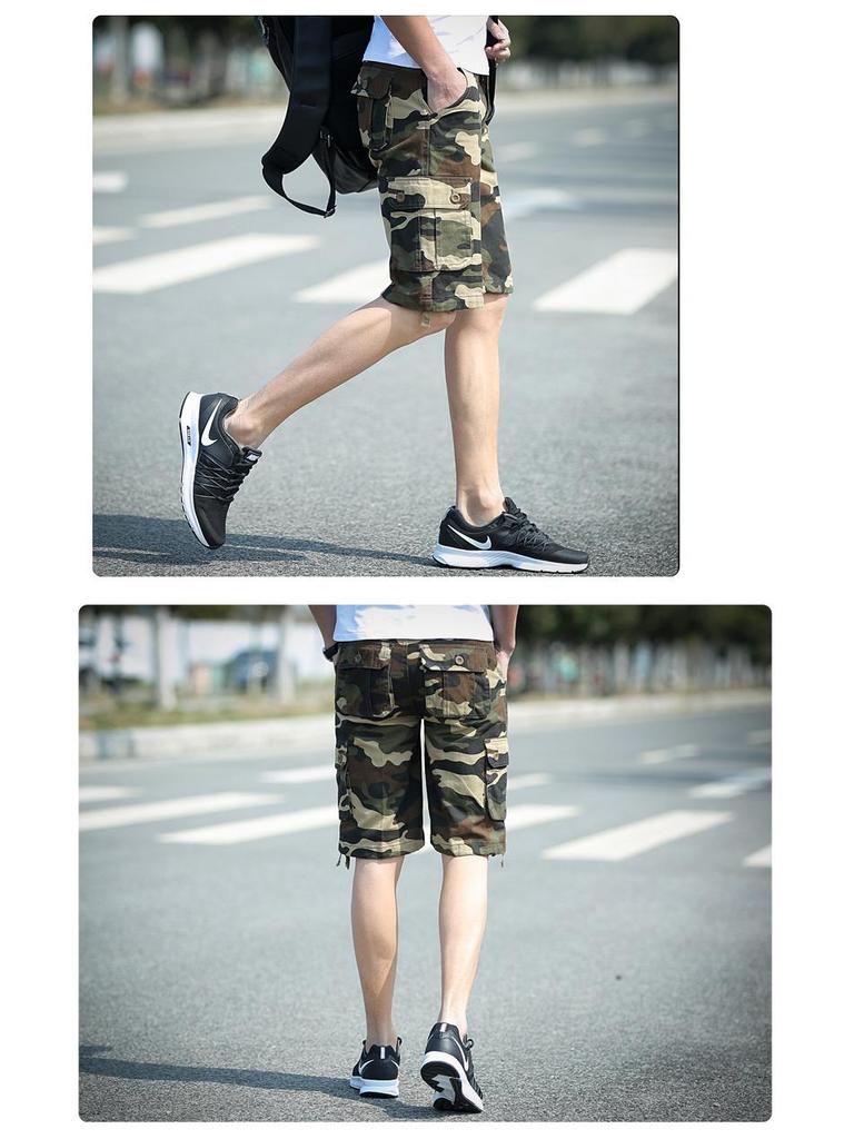 Мужские летние повседневные свободные камуфляжные рабочие шорты с несколькими карманами