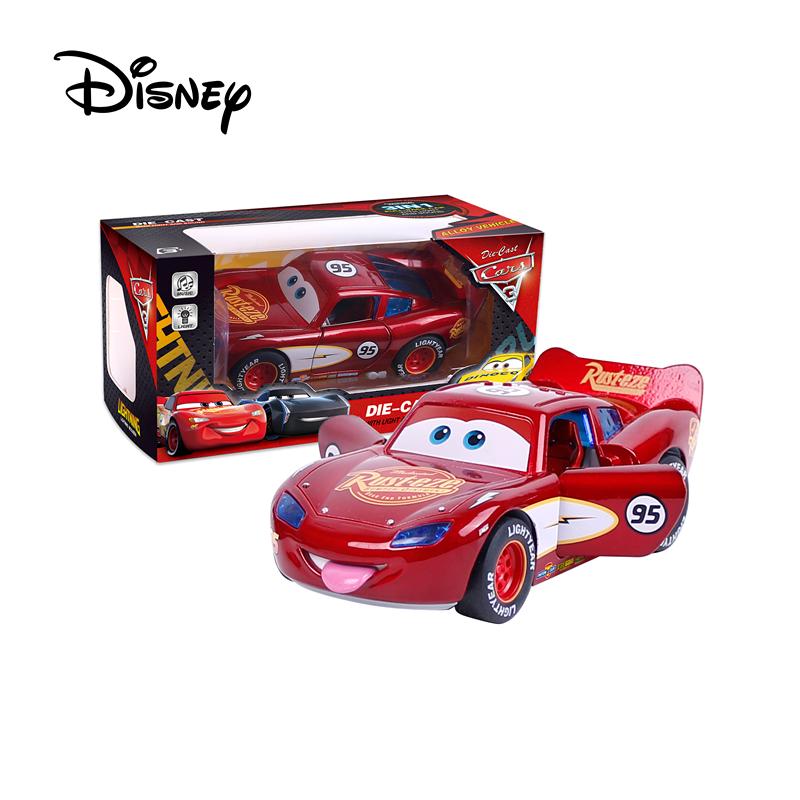 Disney История игрушек 3 Модель машины Молния Маккуин Металлическая литая с подсветкой Инерционная с оттягивающимся механизмом Колеса Высунуть язык Игрушки Тачки