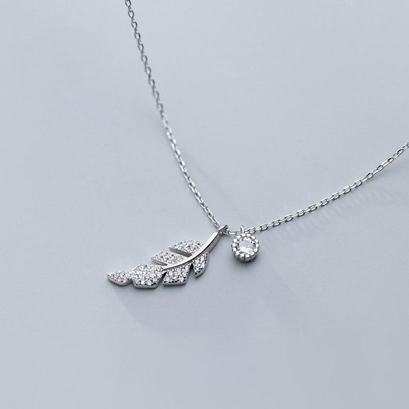 Ожерелье с подвеской в виде листа дерева из стерлингового серебра 925 пробы, цепочка на ключицу из кубического циркония для женщин, девушек, подарки, ювелирные изделия S-N553