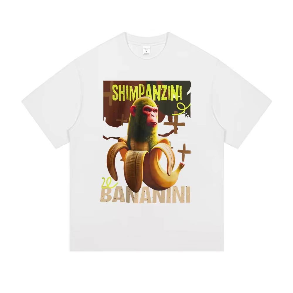 Шимпанзини Бананини Забавный Банан Обезьяна Мем Футболка Мужская Женская Повседневная Хлопок Винтажные Футболки Мужская Мода Юмор Короткий Рукав