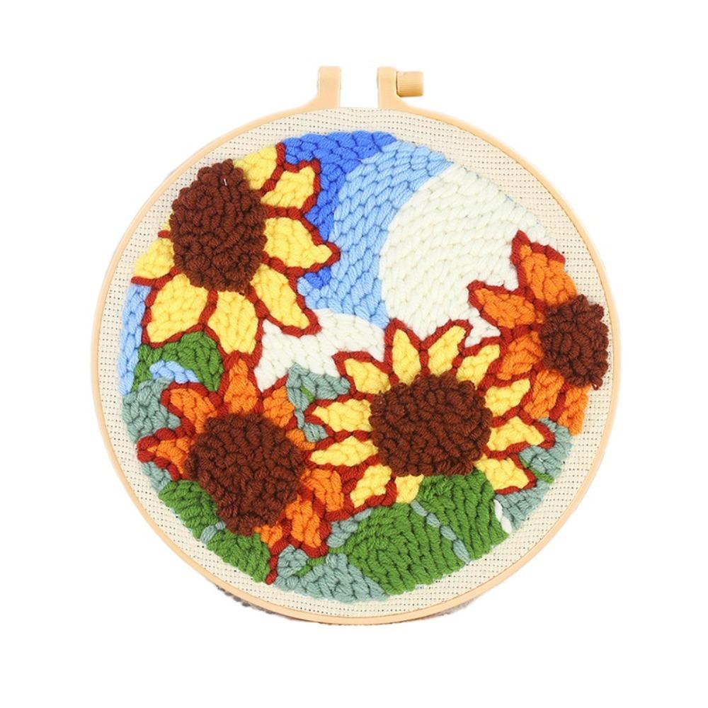 Handmade Punch Needle Set Flower Pattern Rug Punch Embroidery Starter Kit  Educational Toys