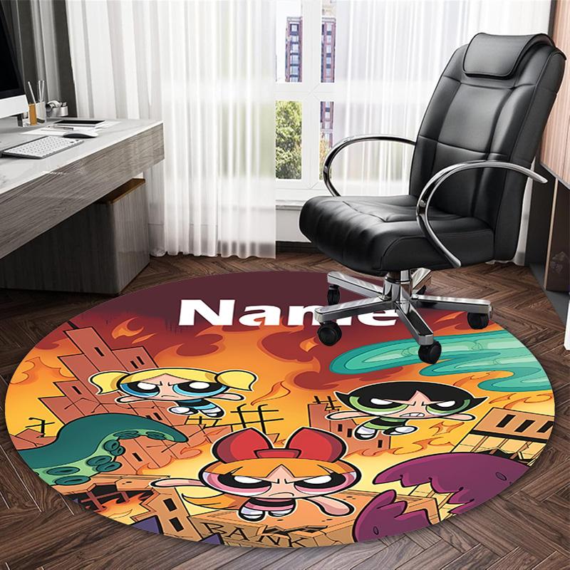 Customizable The Powerpuff Girls8 Round Non-Slip Carpet - Ideal for Garden, Picnic, Office, Perfect for Decoration, Suitable For All Seasons