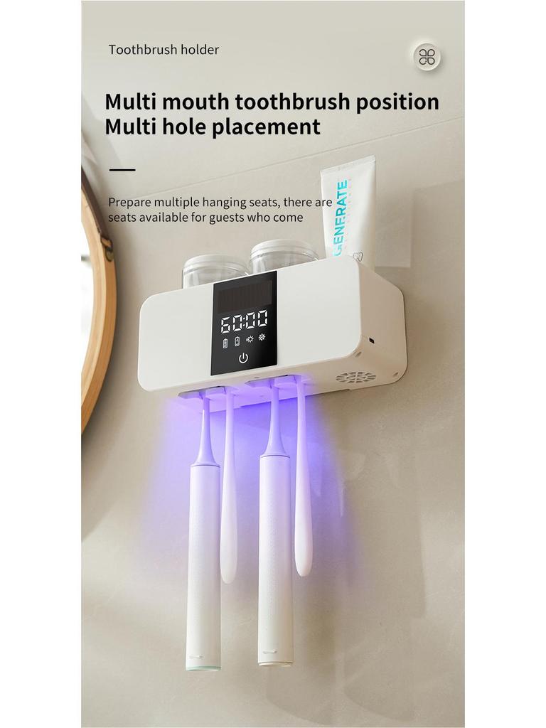 Olovvs Умный УФ Стерилизатор для зубных щеток с электрической сушкой, Безударная установка, Стакан для полоскания рта и Держатель для зубной пасты.