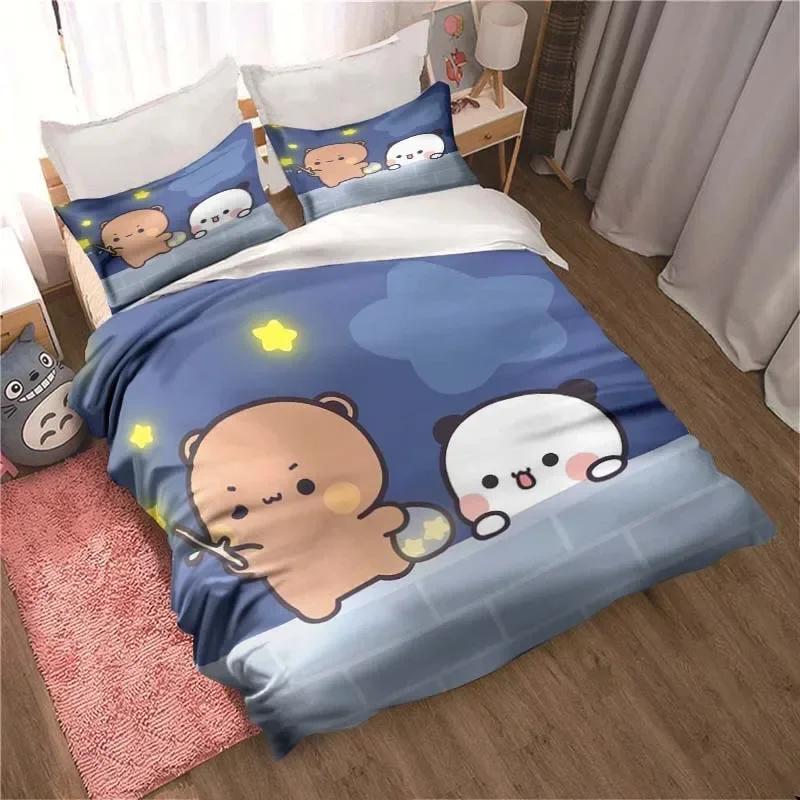 Bubu Dudu мультфильм милый медведь кавайный рождественский подарок комплект постельного белья двойной пододеяльник и наволочка размера King для детей комплект пододеяльника