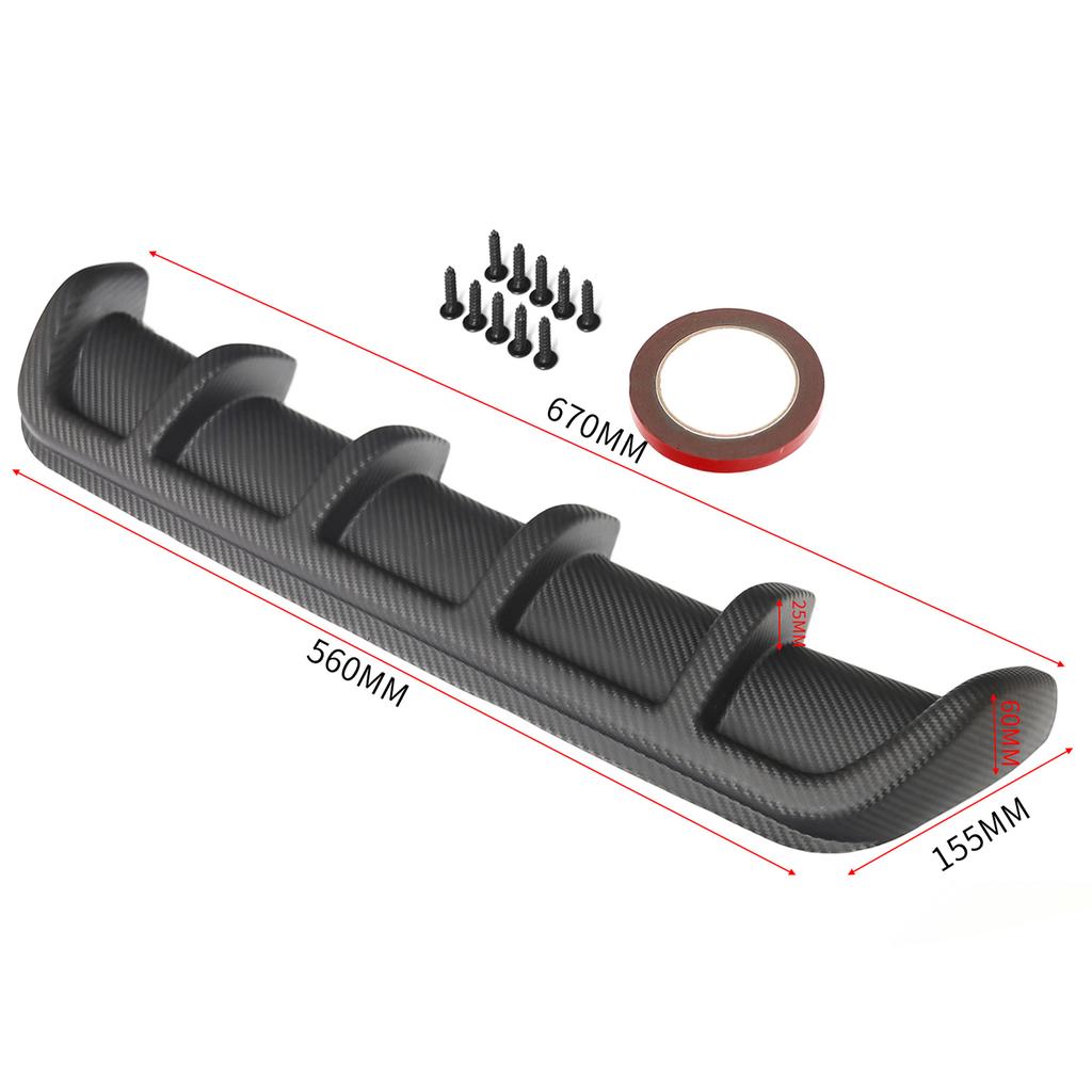 Универсальный карбоновый задний бампер автомобиля, диффузор для губ, 6 плавников, плавник акулы, стиль, задний бампер, спойлер для автомобиля