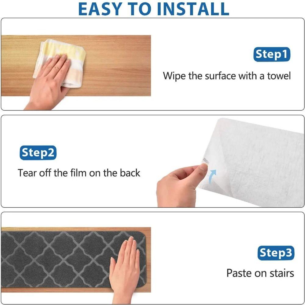 TPR Stair Treads Carpets 76x20cm Brushed Embossed Carpet Indoor Stepping Mat for Kids Elder