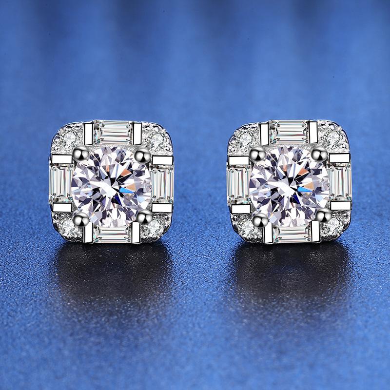 Серьги-гвоздики из серебра S925 5 мм, геометрические квадраты, мини, элегантные, модные, мозанит, D VVS1, изысканные украшения
