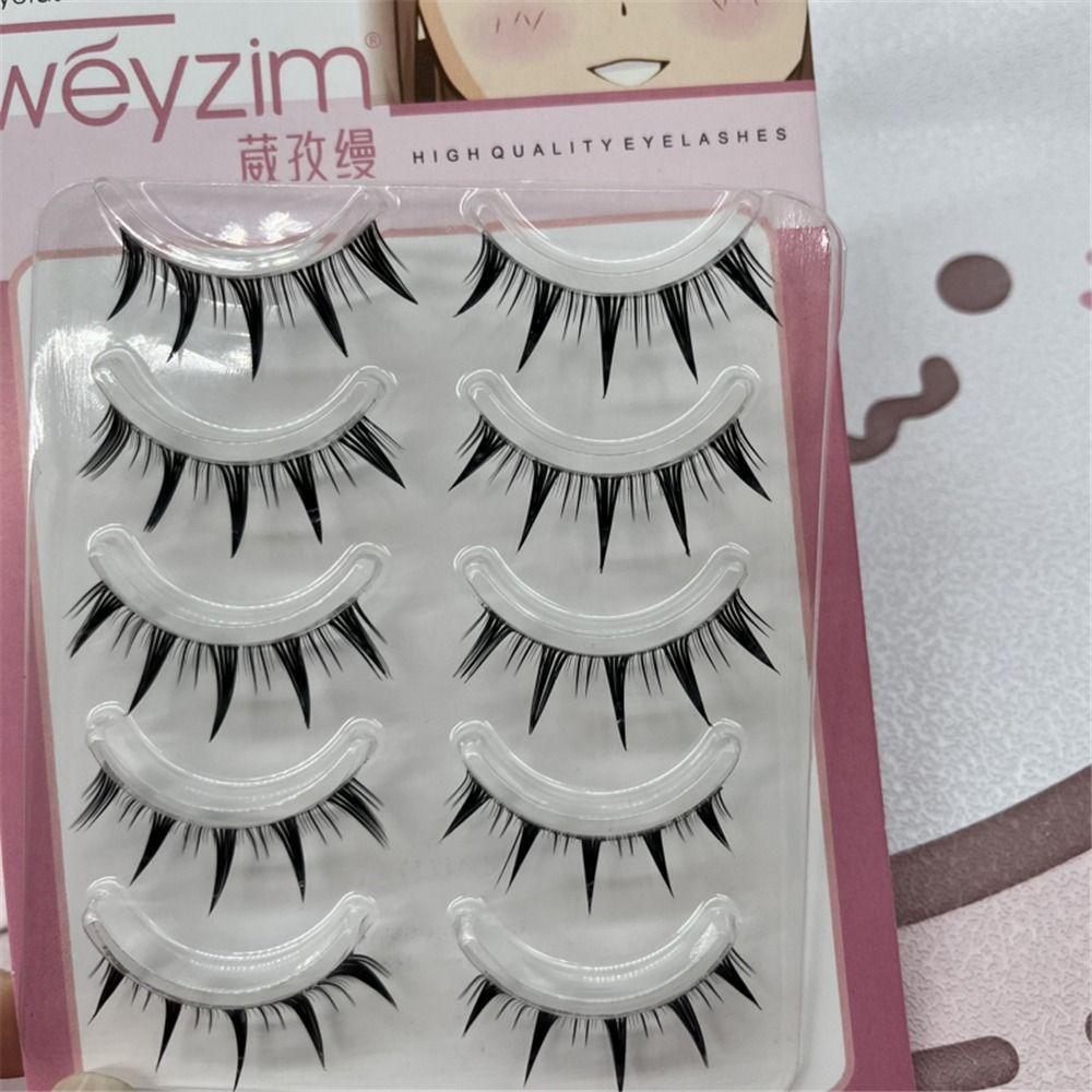 5 Pairs Japanese Cosplay False Eyelashes Faux Mink Fake Eyelashes Extensions for Women Girls
