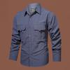 Men's Long-sleeved Shirt Spring and Autumn Trendy Casual Loose Workwear Multi-pocket Shirt Men's Quick-dry Top