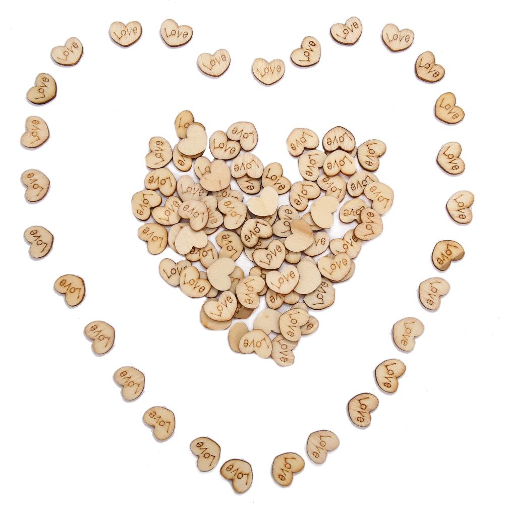 100 шт./набор для детей DIY Burlywood Heart Shape LOVE Text Wooden Hand Painted Patch 12*15 мм