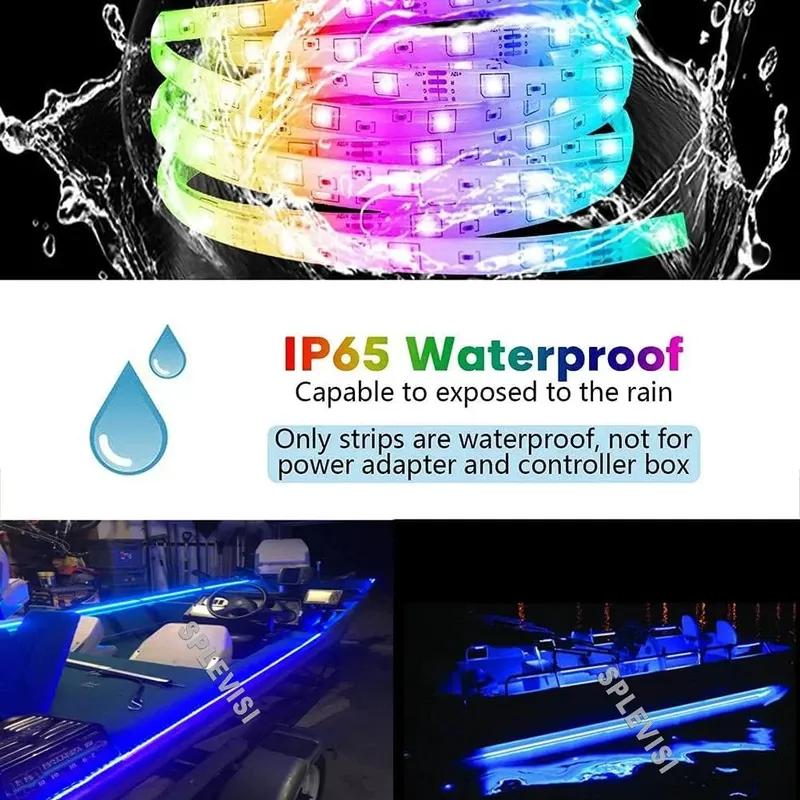 Waterproof LED Boat Strip Lights, Multi-Color Marine Pontoon Led Lights RGB For Under Gunnel Boat Deck Night Fishing Bass Yacht