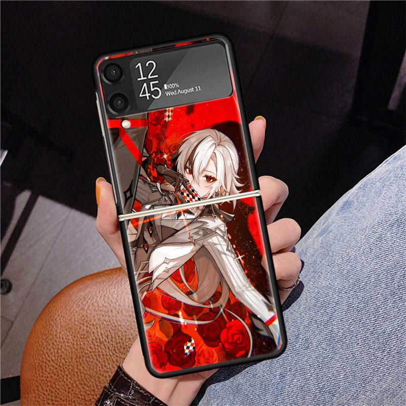 Arlecchino Genshin Impact Phone Case For Samsung Z Flip 7 6 5 4 3 Galaxy ZFlip7 ZFlip6 ZFlip5 ZFlip4 ZFlip3 5G Print Cover