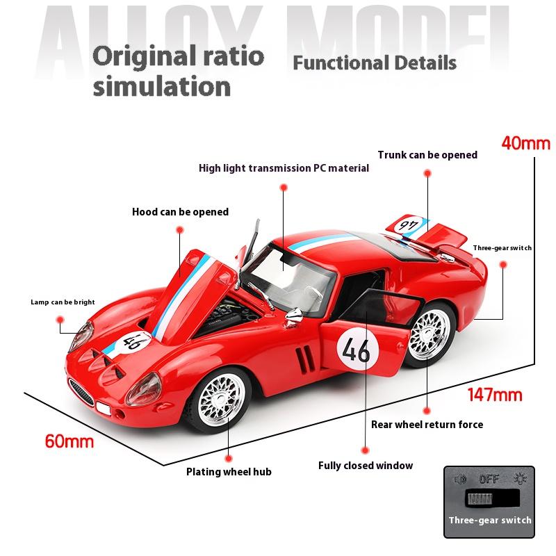 Масштаб 1/32 Модель автомобиля Ferrari 250-GTO Симуляция Сплав Супер Спорткар Игрушка для мальчика Коллекционные украшения Подходит для подарков игрушек детям