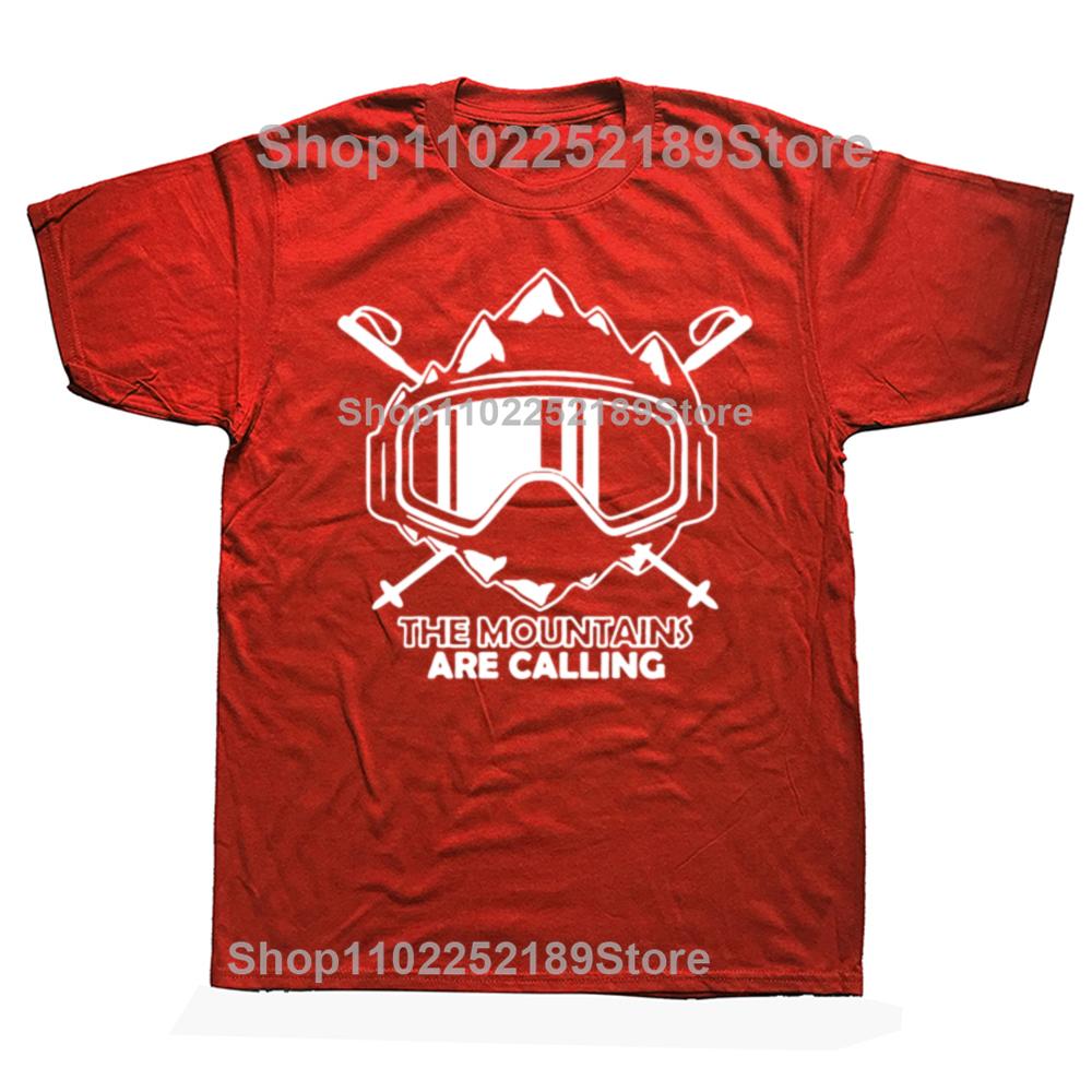 Funny The Mountains Are Calling Tshirts Men Women Fashion Casual Oversized Ski Snowboard Skiing Cotton Loose Oversized T Shirt