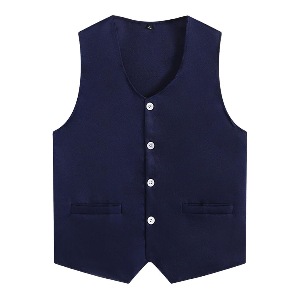 Kids Boys Girls Sleeveless Volunteer Vest Solid Color Button Waistcoat Uniform