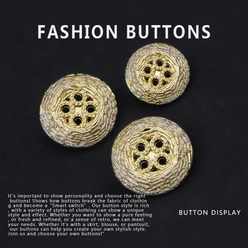 Металлические круглые пуговицы для пальто Высококлассный маленький ароматный женский свитер кардиган Изысканная одежда Золотые пуговицы Daquan