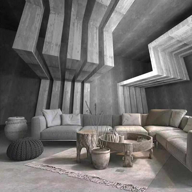 Современные обои в индустриальном стиле 3D расширяющиеся космические серые цементные строительные росписи для спальни, гостиной, украшения, фрески