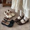 Girly Heart Bow Mary Jane Small Leather Shoes Women's Small Flower Buds Spring 2025 New Lolita with Skirt