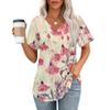 Womens T Shirts V Neck Short Sleeve Casual Tops Loose Fit Basic Tees With Curved Hem