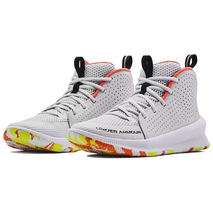 Under Armour Jet Fashion Comfortable Fabric Synthetic Leather Shock Absorption Non-Slip Wear-Resistant Breathable Mid-Top Basketball Shoes 3022051-108