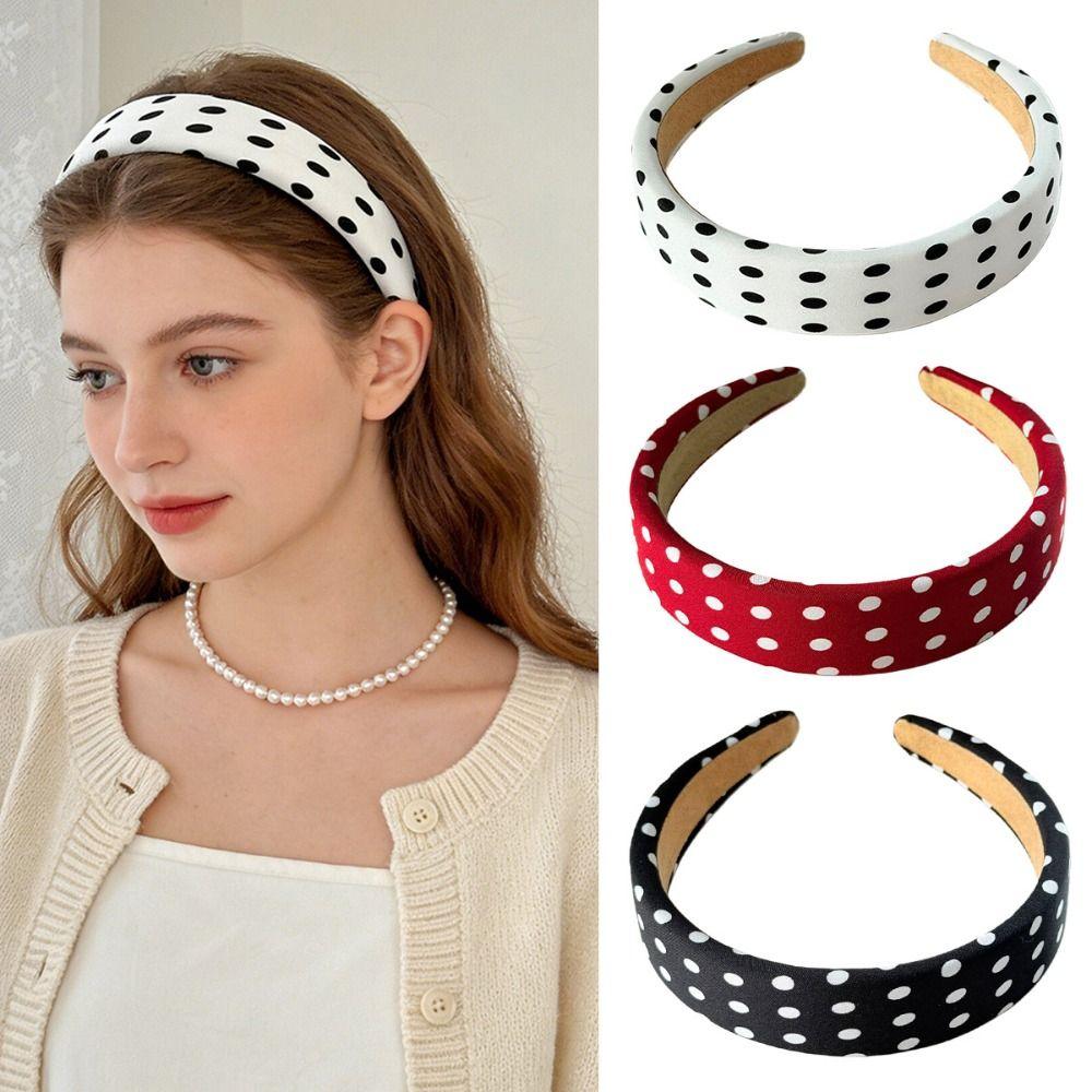 Polka Dot Headband Wide-Edge Hair bundle Retro Elegant Hairband