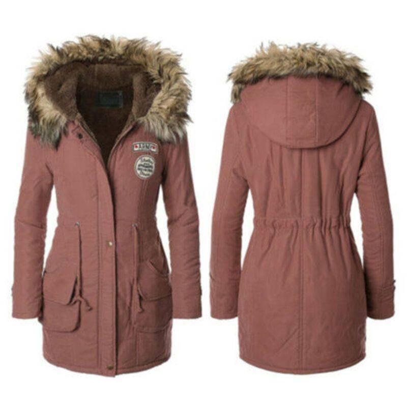 New Women's Warm Cotton Jacket With Fur Collar Hooded Parka For Winter