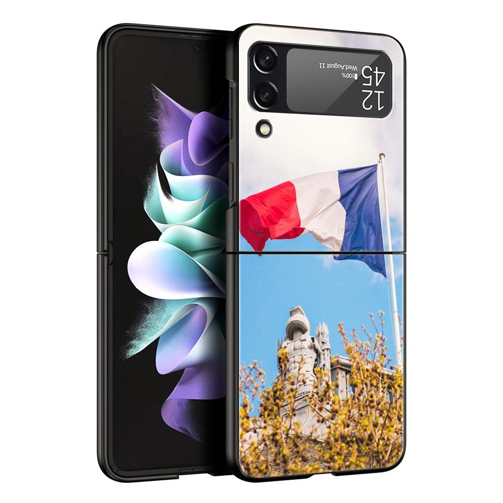 Чехол для телефона Samsung Galaxy Z Flip 3 4 5 6 Складной Черный Корпус Национальный Флаг RU FR UK Для Samsung Z Flip4 Flip5 ПК Жесткая Крышка