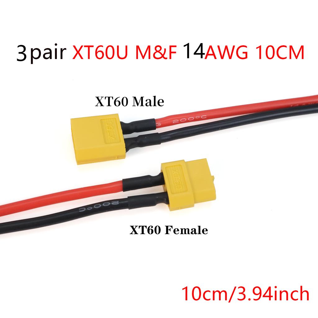 Разъем XT60 Папа Мама Силиконовый Провод 14AWG Луженая Медь 10см Пара для RC Lipo Аккумулятора Дрона FPV Машины Лодки Зарядного Устройства DIY