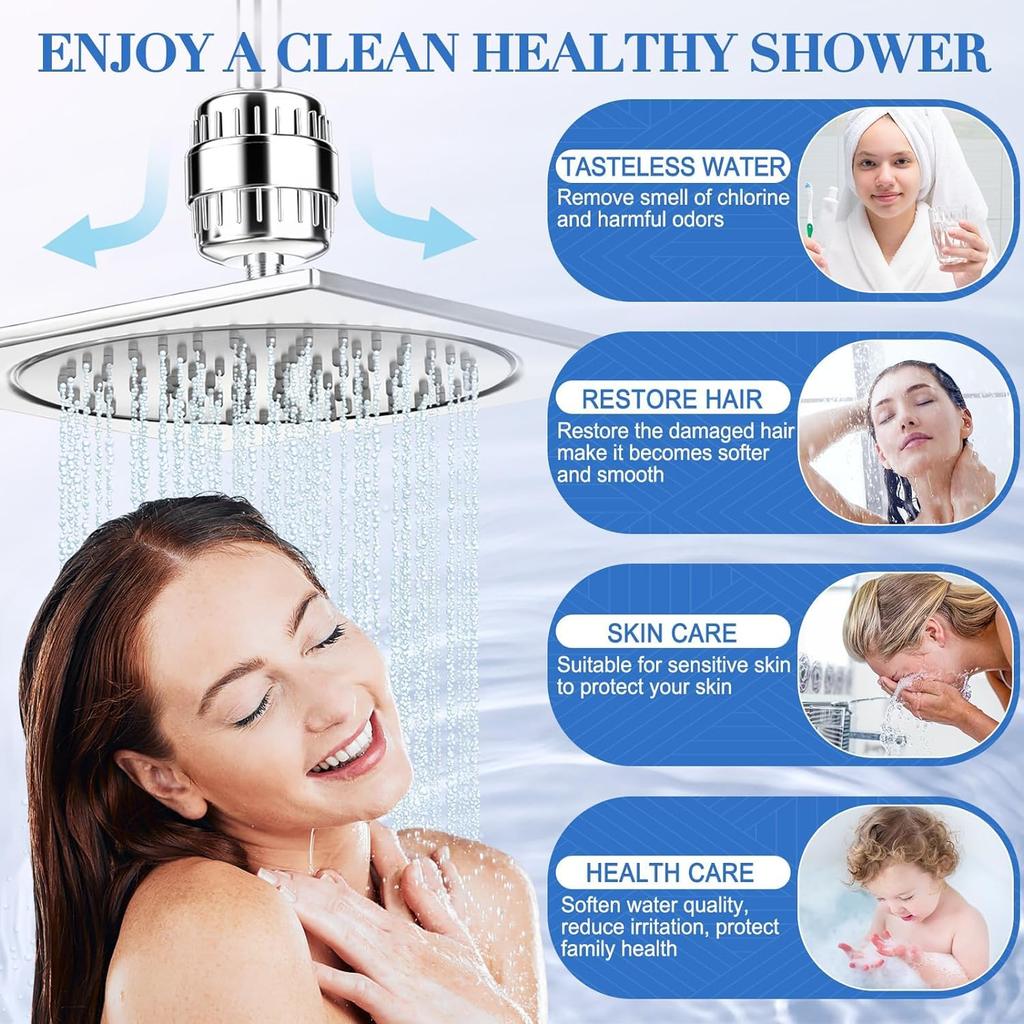 Фильтр для душа, 20-ступенчатый фильтр для насадки для душа, картриджи для жесткой воды, умягчитель воды, фильтр для душа высокого давления, удаление фторида хлора