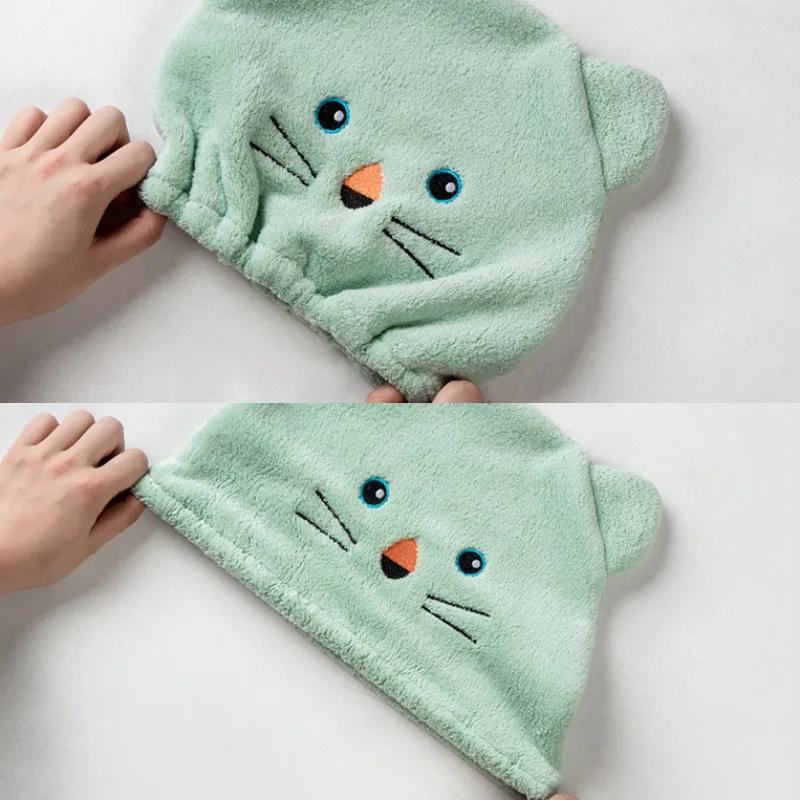 Быстросохнущие полотенца для волос, милые мультяшные шапочки для сухих волос, банные шапочки, 1 шт., переносные шапочки для душа, банные принадлежности