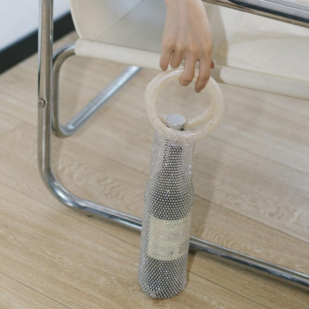 Light Luxury Shiny Wine Bag Rhinestone Mesh Insulated Cup Bag Portable Champagne Pouch Wedding