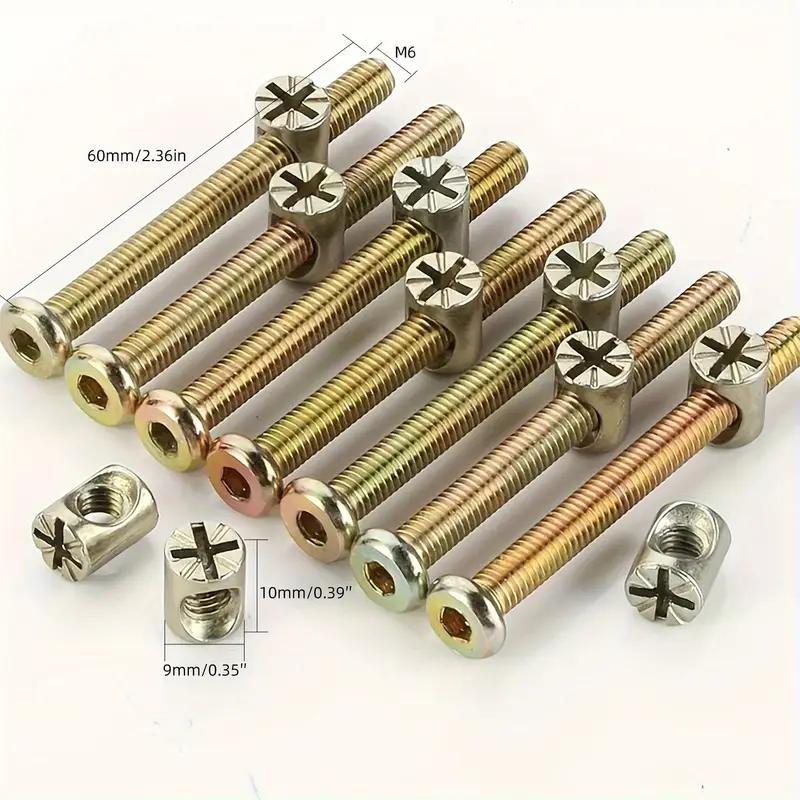 M6 x 40/50/60/70/80 мм Оцинкованные Шестигранные Винты-Бочонки для Мебели Болты Гайки Набор Ассорти для Мебели Кроваток Кроватей