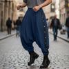 Мужские повседневные длинные брюки с эластичным поясом и заниженной проймой, брюки с боковыми заклепками