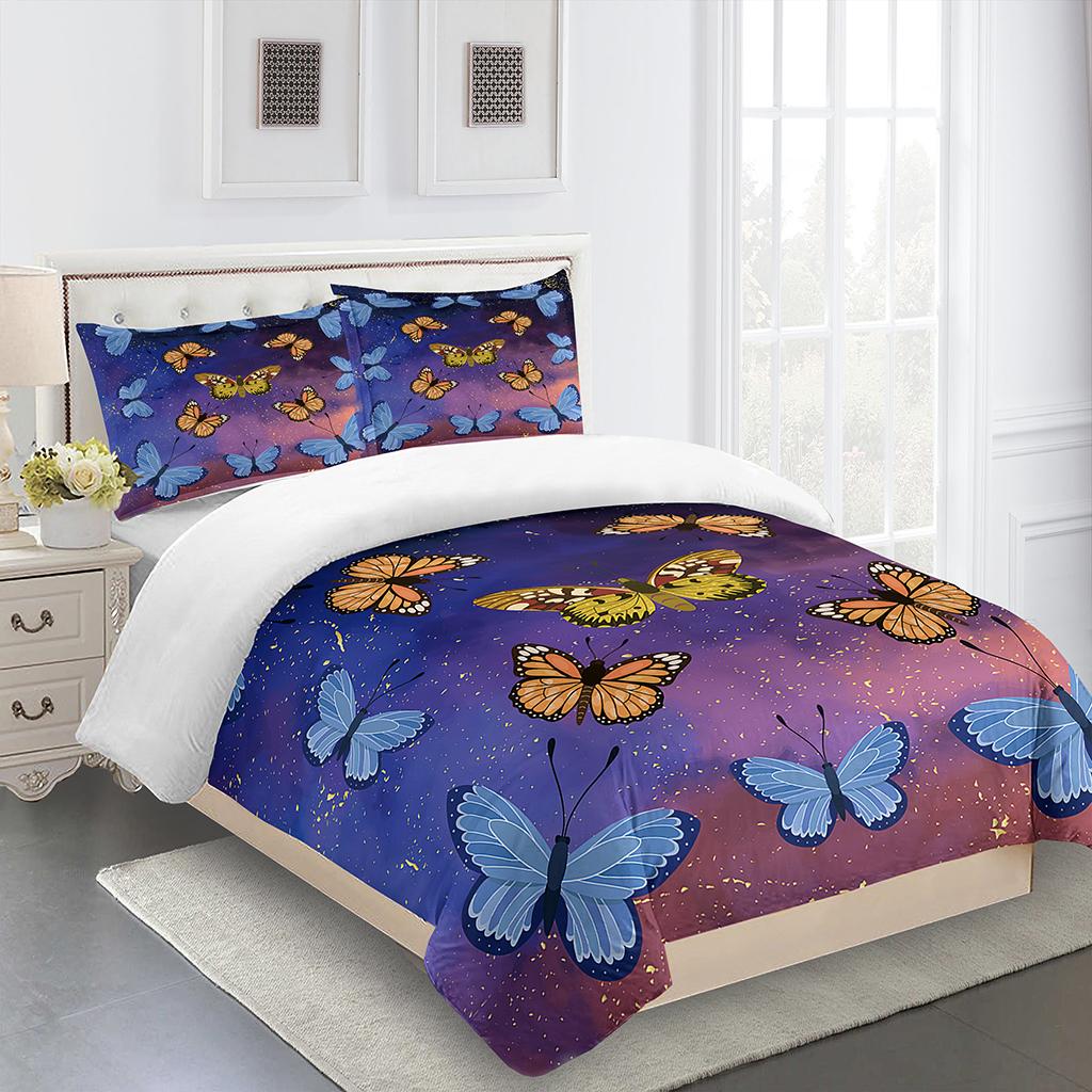 SkinFriendly Modern Queen King Full Dreamy Colorful Butterfly Girl3Pcs Size Polyester 2 Seater 200x200 240x220 160x200 Quilt