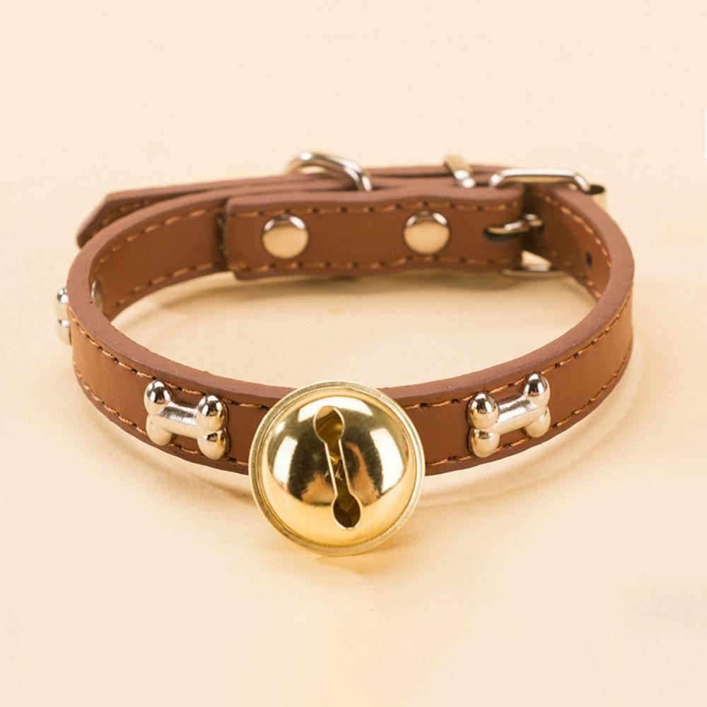 Zinc Zinc Alloy Dog Neck Ring Adjustable Dog Bone Collar Dog Gold Bell Chain Cat Paw Print Bell Collar  Party