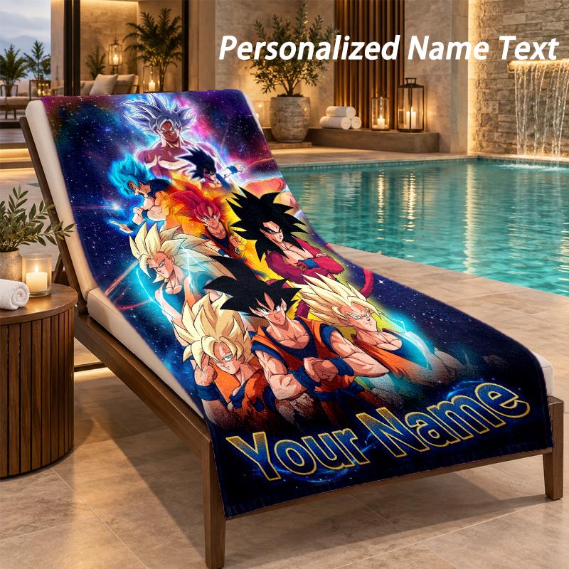 Dragon Ball Custom Name Beach Towel Large Soft Towel for Indoor Bathroom Outdoor Beach