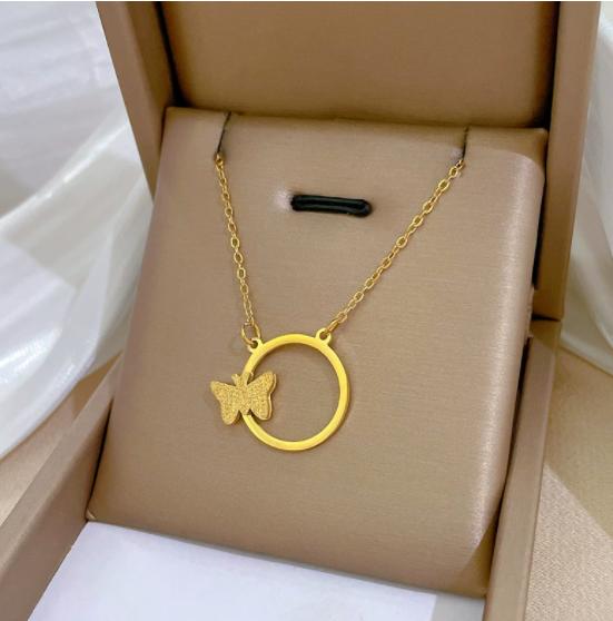 SHC43A-SHC68A Custom Fashion Pendant Necklaces Women's Jewelry Stainless Steel Chokers Pearl Chains Necklace Set for Women Girls