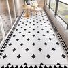 Ковер для балкона Водонепроницаемый напольный коврик Большой ПВХ кожа Кухня Нескользящие коврики для ног Черно-белые ковры Домашний декор Коврик