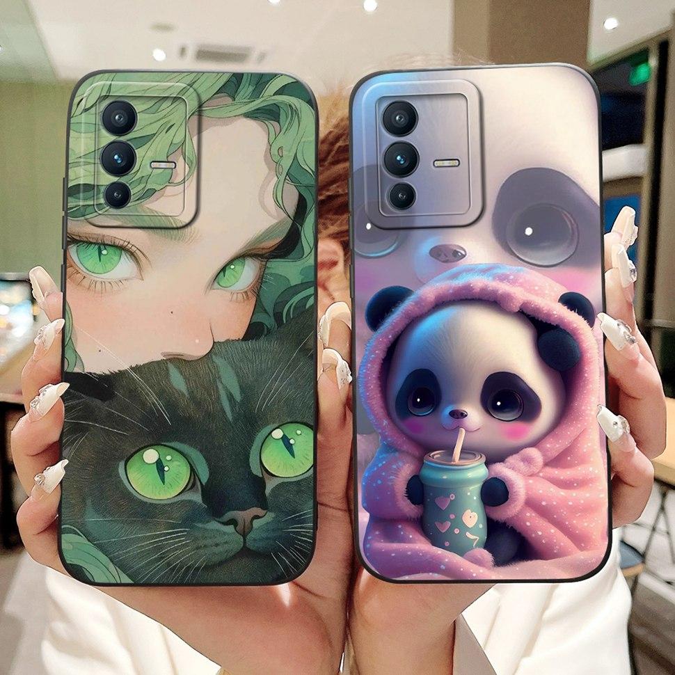 Fashion Panda Cover For Vivo V23 5G Case V2130 V2303 Soft Silicone TPU Fundas Phone Cases For Vivo V 23 V23 5G Back Cover Bumper
