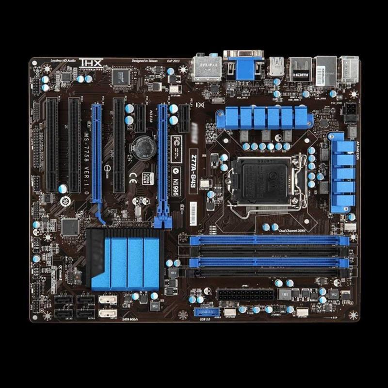 Материнская плата MSI MS-7758 Z77A-G43 LGA 1155 Intel Z77 DDR3 USB 3.0, 1 шт.