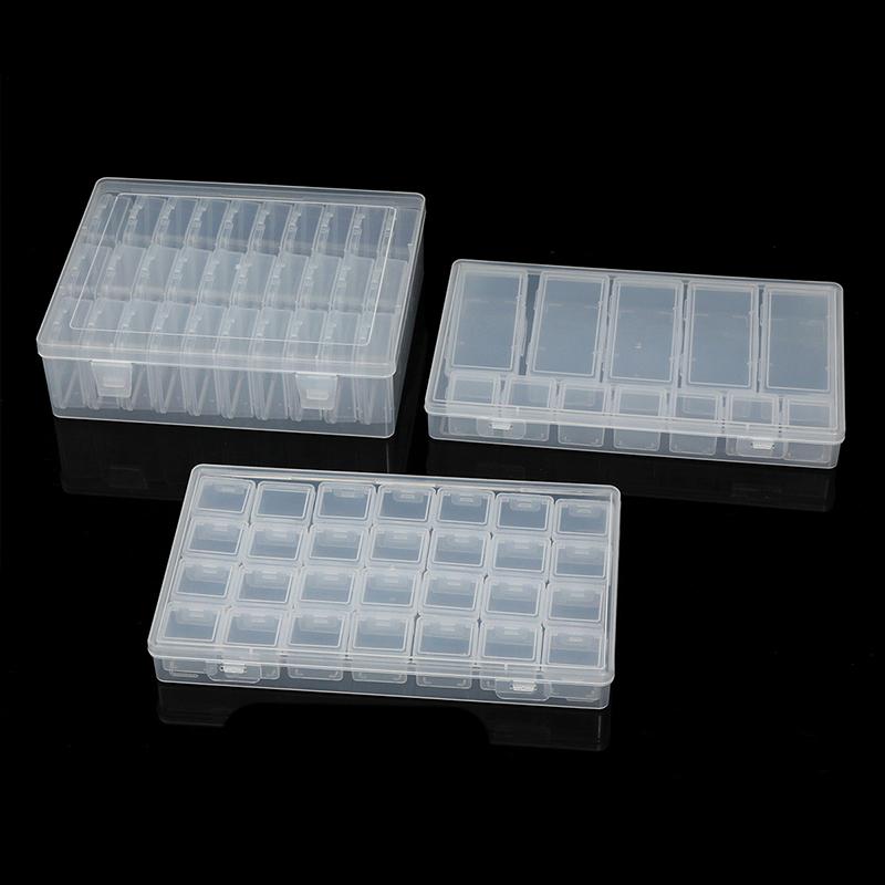 Маленький прозрачный пластиковый органайзер для бисера, контейнеры для хранения бисера и страз с откидной крышкой для хранения мелких предметов, рукоделия, ювелирных изделий