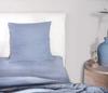 Housse de couette + taies gaze de coton lave 220 x 240 cm Douce bleu givree