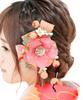 Hair Coming of Age Graduation Japanese Japanese 3 Piece Pink [SOUBIEN] Ornament, Ceremony, Ceremony, Flower, Pattern, Braid, Furisode, Hakama, Kimono,