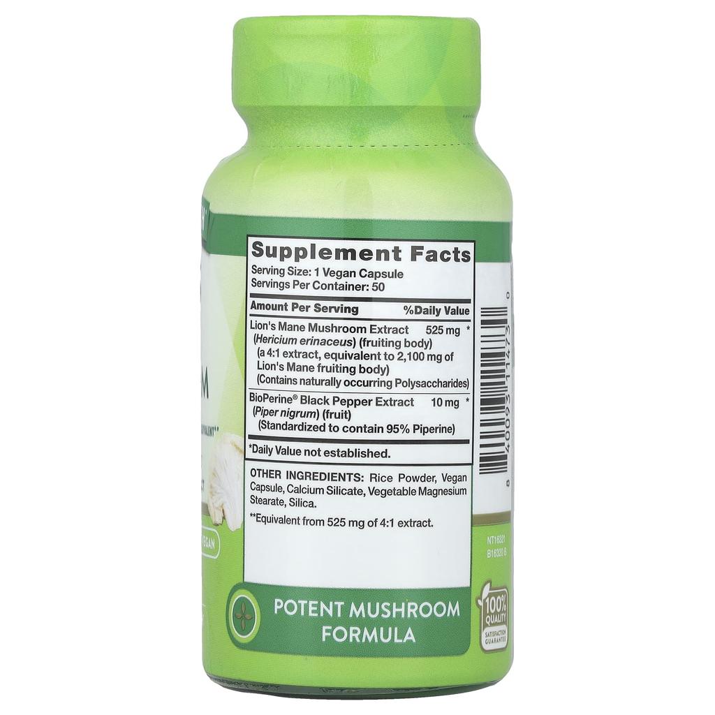 Nature's Truth Lion's Mane Plus BioPerine®, 2,100 Mg, 50 Capsules