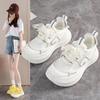 Net Shoes 2025 Spring New Leather Platform Casual Little White Shoes Women's Height-increasing Muffin Shoes Casual Sports Board Shoes Women