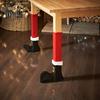 4 Pcs Seat Leg Sleeve Christmas Stocking Shape Chair Leg Covers Santa Claus Boots Drawstring Seat Leg Covers for Home Decor Chair Protection
