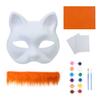 Cat Masque DIY Set White Paper Cat Masque with Eye Mesh Faux Fur Unfinished Cat Masque for Kids Adults DIY Painting