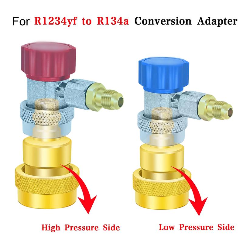 3PC R1234 To R134a Conversion Adapters Kit Quick Adapter Adjustable High/Low Pressure Side R134a For Air Conditioner