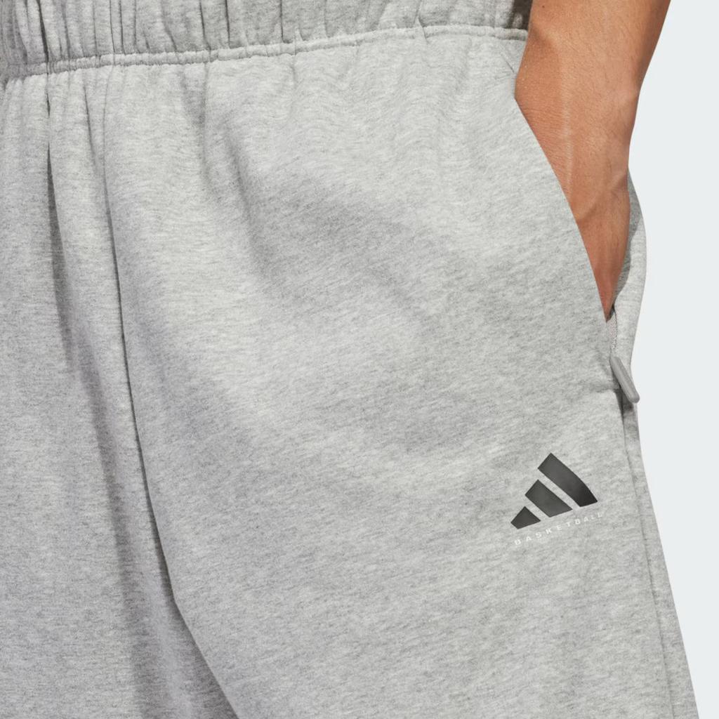 adidas Штаны свободные баскетбольные на кулиске эластичные трикотажные спортивные штаны унисекс средне-серые KB7551