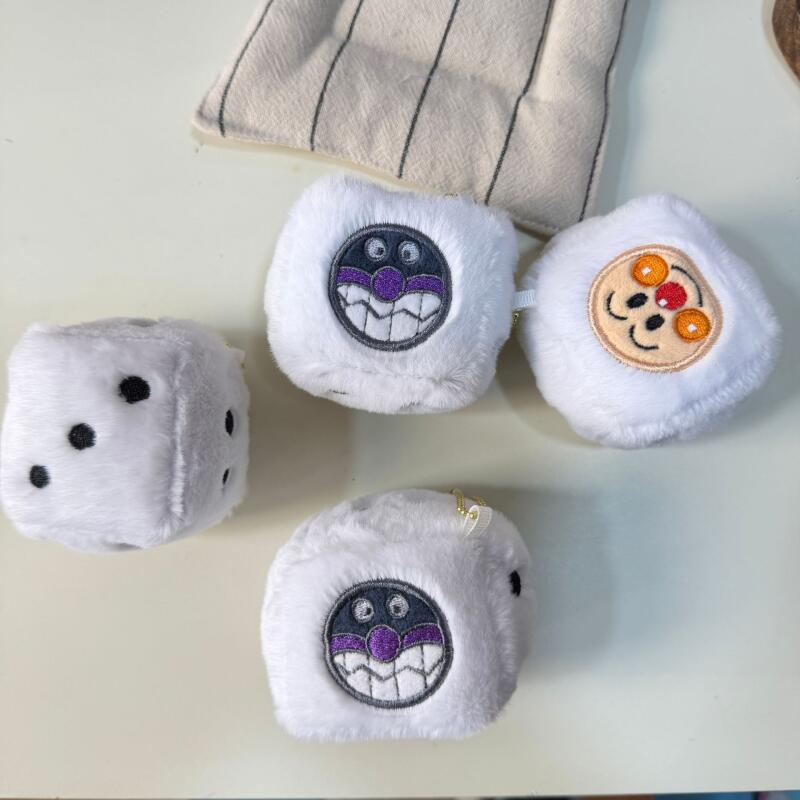 Kawaii Cartoon Anpanman Dice Plush Toys Keychain Anime Periphery Backpack Couple Pendant Doll Friend Birthday Gift Decoration